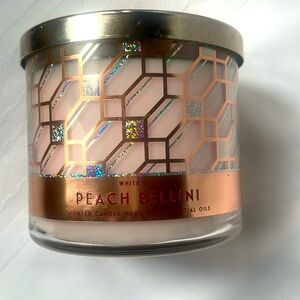 BBW/ White Barn Peach Bellini 3 wick candle with essentials oils